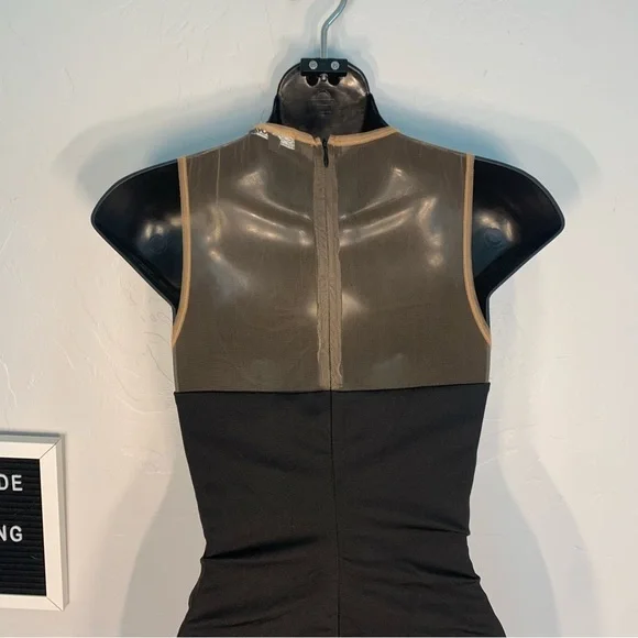 Fashion Nova Black Mesh Bodycon Mini Dress Sheer Panel Stretch Size Small - Picture 7 of 10